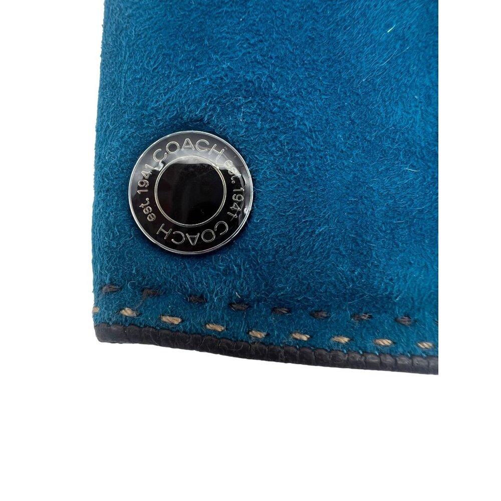 Coach Womens Size 7 Blue Suede Leather Gloves With Cashmere Lining - Picture 4 of 7
